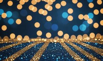 Blue and gold Abstract background and bokeh photo