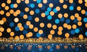 Blue and gold Abstract background and bokeh photo
