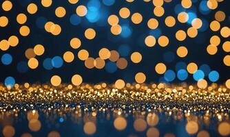Blue and gold Abstract background and bokeh photo