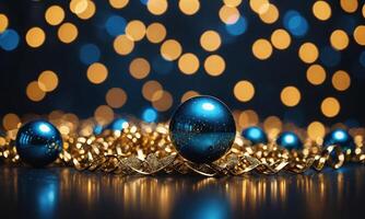 Blue and gold Abstract background and bokeh photo