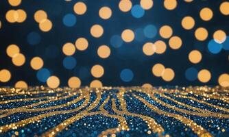 Blue and gold Abstract background and bokeh photo