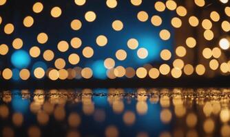 Blue and gold Abstract background and bokeh photo