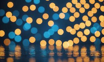 Blue and gold Abstract background and bokeh photo