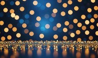 Blue and gold Abstract background and bokeh photo