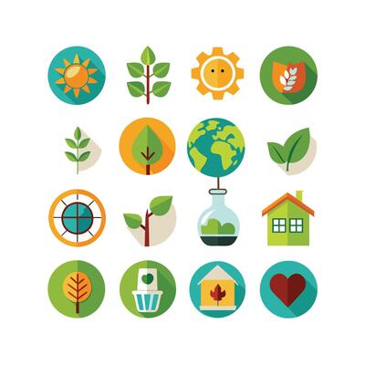 Environment and sustainability icon set illustration