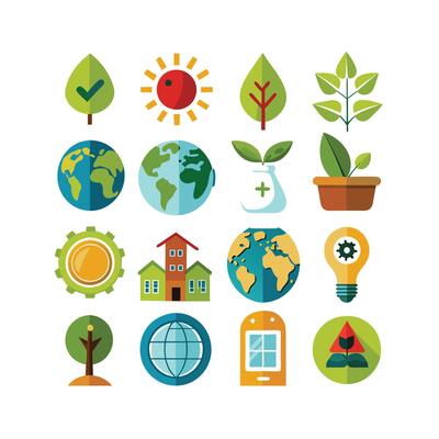 Environment and sustainability icon set illustration