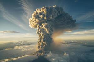 Roaring Volcano and Snowy Peaks A Spectacular Natural Display photo