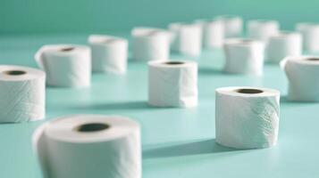 Minimalist Toilet Paper Roll Collection Displayed Under Soft Lighting photo