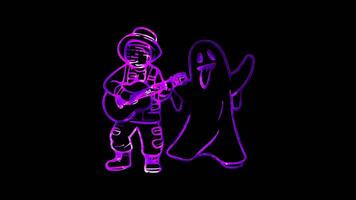 Glowing looping Halloween day different cultural Halloween celebrations. neon frame effect, black background. video
