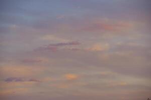 Pink and white clouds in the evening summer sky. Cumulus clouds. photo