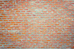 Red brick wall background with uneven texture and varying brick sizes. photo
