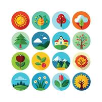 Nature Icon Set Collection Illustration vector