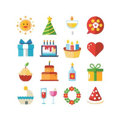 Holiday and Event Icon Set Collection Illustration