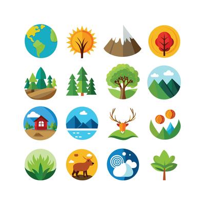 Nature Icon Set Collection Illustration