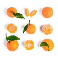 Christmas mandarin or tangerines seamless pattern. Isolated on white with clipping path. Top view or flat-lay. photo