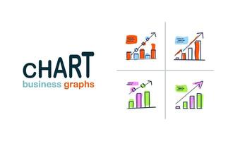 Business charts and graphs in different shapes, sizes, colors, and styles, effectively representing diverse business data. Perfect for business presentations, reports, and marketing materials. vector