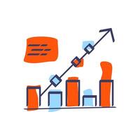 Business graphs and charts icons. illustration a bar graph with an upward-pointing arrow. Ideal for business presentations, reports, and infographics. vector