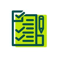 Checklist icon with a pen and paper. Perfect for websites, presentations, apps, and other digital projects vector