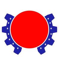 cogs with star red circle shape vector