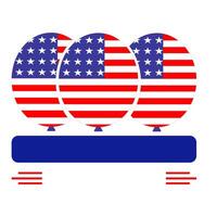 balloons and star with colors and patterns of the American flag and blue Square vector
