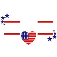 A heart with colors and patterns of the American flag and star shape vector
