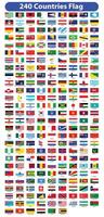 All national flags of the world. Country flags with name. Countries flag banners, International travel symbols and geography or language lesson flags emblem. Flags of all countries. vector