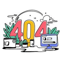Elevate your website's visual aesthetics with flat illustration Empty Space 404 designs. Create a clean and user friendly error page that enhances your brand's image vector