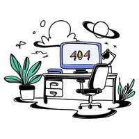 Elevate your website's visual aesthetics with flat illustration Empty Space 404 designs. Create a clean and user friendly error page that enhances your brand's image vector