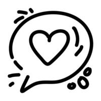 Icon Outline Speech Bubble Heart, symbolizing communication and love. The icon is surrounded by various decorative elements, enhancing its visual appeal vector