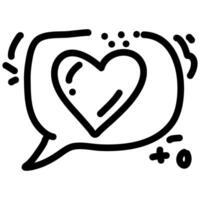 Icon Outline Speech Bubble Heart, symbolizing communication and love. The icon is surrounded by various decorative elements, enhancing its visual appeal vector