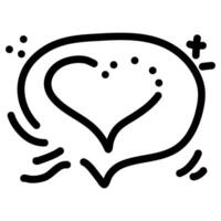 Icon Outline Speech Bubble Heart, symbolizing communication and love. The icon is surrounded by various decorative elements, enhancing its visual appeal vector
