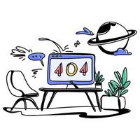 Elevate your website's visual aesthetics with flat illustration Empty Space 404 designs. Create a clean and user friendly error page that enhances your brand's image vector