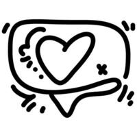 Icon Outline Speech Bubble Heart, symbolizing communication and love. The icon is surrounded by various decorative elements, enhancing its visual appeal vector