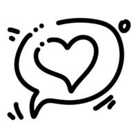 Icon Outline Speech Bubble Heart, symbolizing communication and love. The icon is surrounded by various decorative elements, enhancing its visual appeal vector