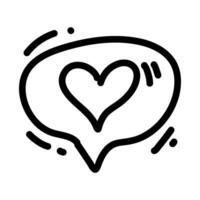 Icon Outline Speech Bubble Heart, symbolizing communication and love. The icon is surrounded by various decorative elements, enhancing its visual appeal vector