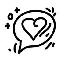 Icon Outline Speech Bubble Heart, symbolizing communication and love. The icon is surrounded by various decorative elements, enhancing its visual appeal vector