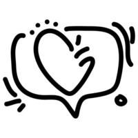 Icon Outline Speech Bubble Heart, symbolizing communication and love. The icon is surrounded by various decorative elements, enhancing its visual appeal vector