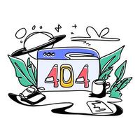 Elevate your website's visual aesthetics with flat illustration Empty Space 404 designs. Create a clean and user friendly error page that enhances your brand's image vector