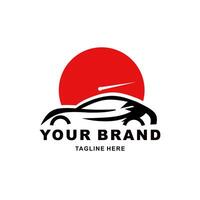 The car logo is black with a red speed background vector