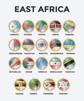 set of world countries flags in 3D shape circle frame vector