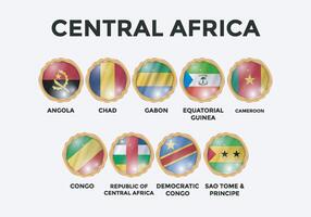 set of world countries flags in 3D shape circle frame vector