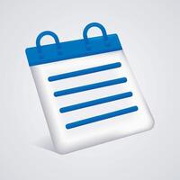 3D icon of note paper on white background vector
