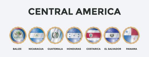 set of world countries flags in 3D shape circle frame vector