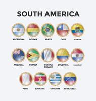 set of world countries flags in 3D shape circle frame vector