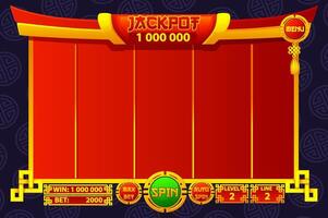 Casino slot machine game UI design, gambling mobile app concept for the Chinese themed Casino Game. UI with basic buttons for your designs vector
