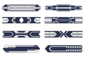 High tech horizontal interface bars collection. HUD futuristic elements set vector