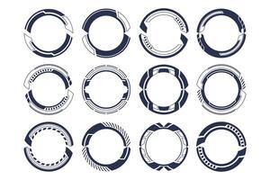 High-Tech Circular HUD Interface Elements Collection. Futuristic Sci-Fi Design vector