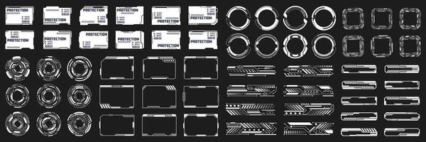 Set of HUD Futuristic Interface Elements and Digital Frames Collection vector
