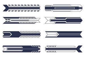 HUD sci-fi futuristic horizontal interface elements set vector