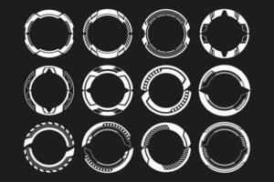 HUD Futuristic Circular UI Elements. Sci-Fi Tech Rings and Frames vector